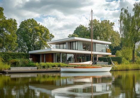 Ontwerp voor een moderne villa aan het water in het Groene Hart