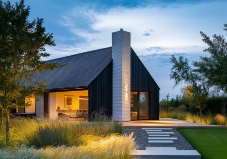 Luxe vakantiewoning met grote ramen en ruime tuin